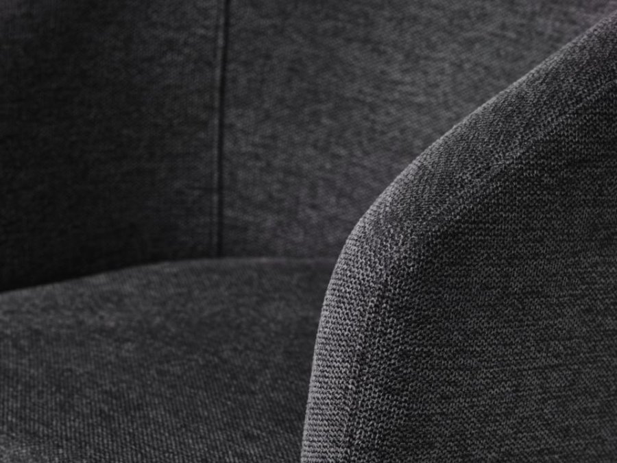 Easton spisebordstol, m. armlener - mrkegrtt stoff og sorte ben