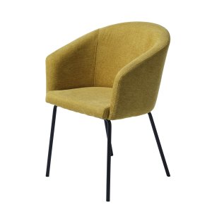 Easton spisebordsstol, m. armln - sennepsfarvet stof og sorte ben