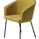 Easton spisebordstol, m. armlener - sennepsfarget stoff og sorte ben