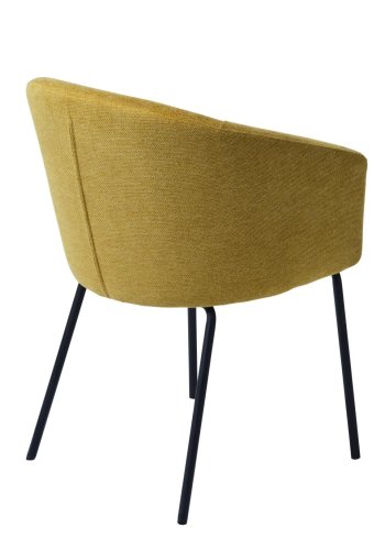 Easton spisebordstol, m. armlener - sennepsfarget stoff og sorte ben