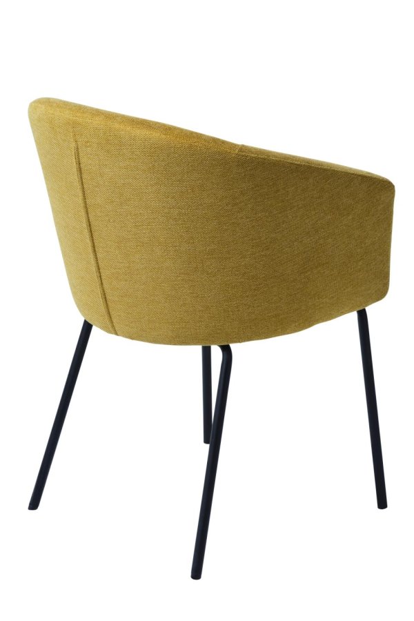Easton spisebordstol, m. armlener - sennepsfarget stoff og sorte ben