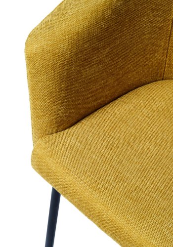 Easton spisebordstol, m. armlener - sennepsfarget stoff og sorte ben