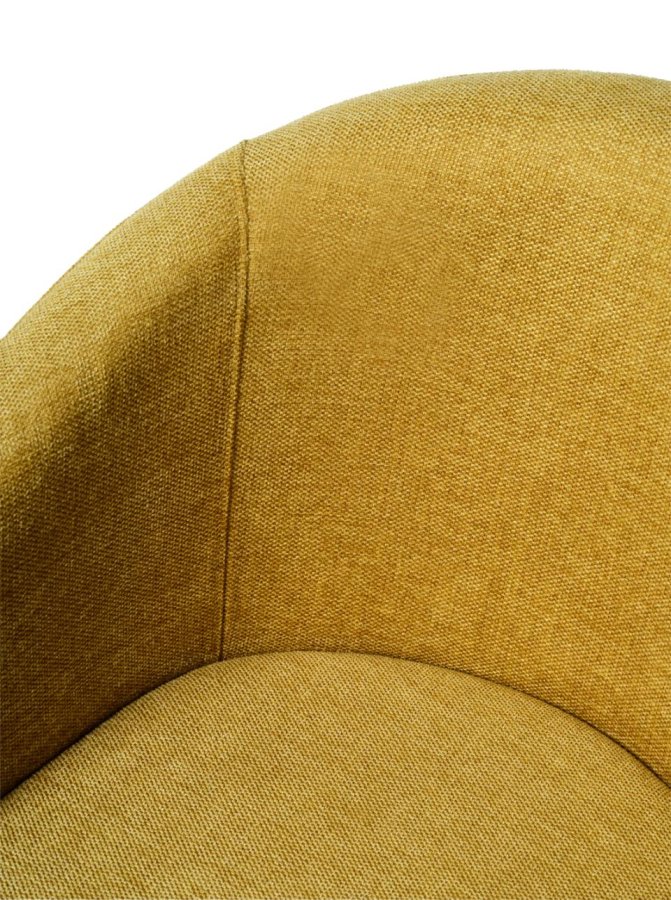 Easton spisebordstol, m. armlener - sennepsfarget stoff og sorte ben