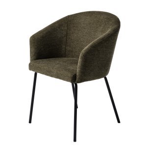 Easton spisebordsstol, m. armln - olivengrn stof og sorte ben