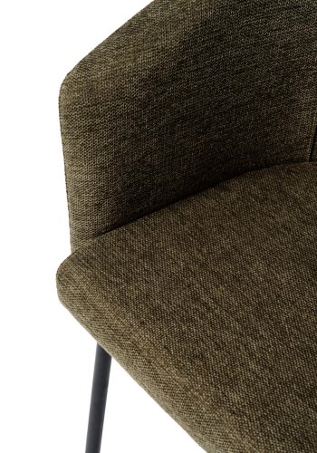 Easton spisebordstol, m. armlen - olivengrnt stoff og svarte ben
