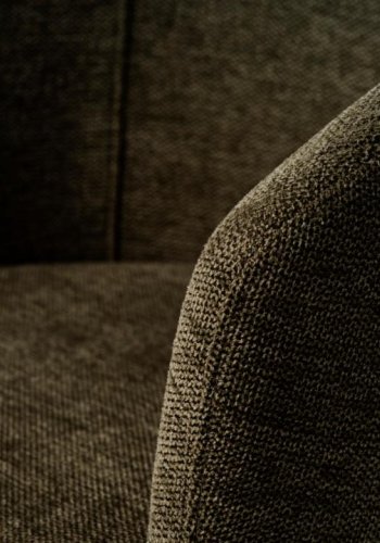 Easton spisebordstol, m. armlen - olivengrnt stoff og svarte ben