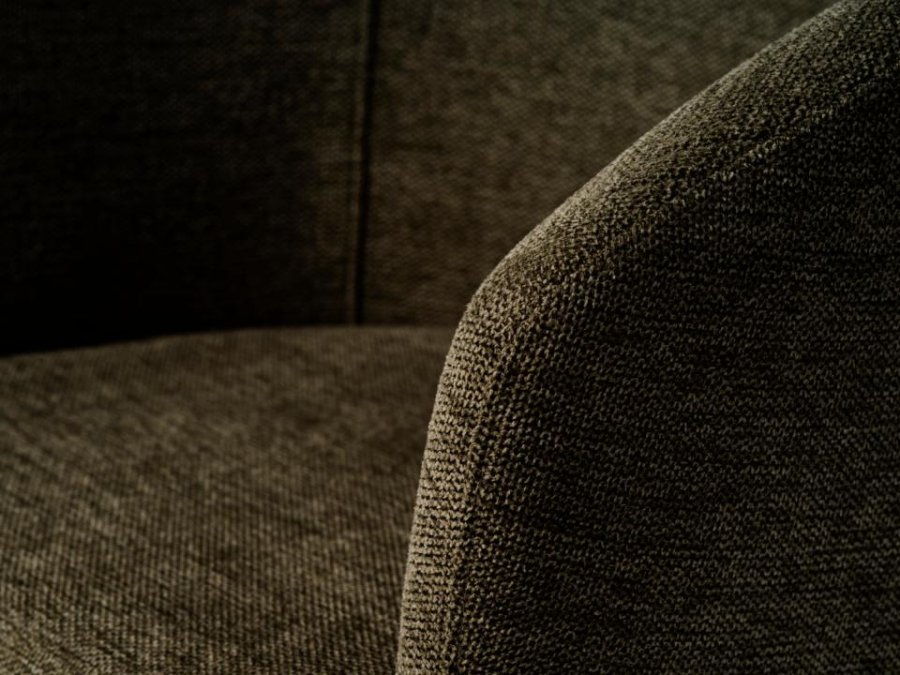 Easton spisebordstol, m. armlen - olivengrnt stoff og svarte ben