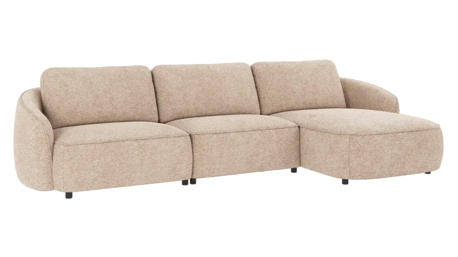 ROWICO Norris soffa 4-sits sch�slong R ljusbeige tyg Anna #2 (c3)