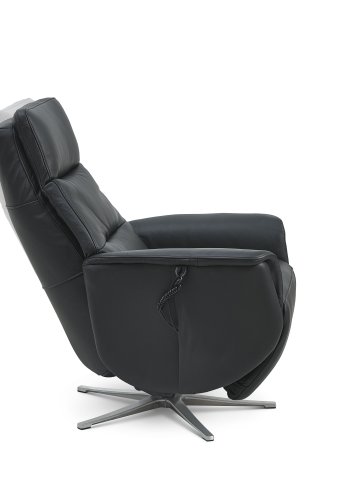 Nicolai hvilestol, 3 motorer, armlener, vippefunksjon, fotskammel - svart semianilinskinn, metall