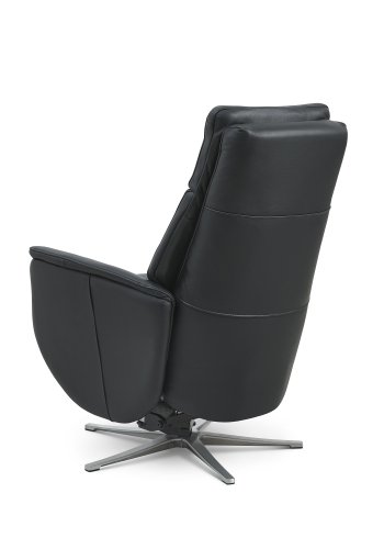 Nicolai hvilestol, 3 motorer, armlener, vippefunksjon, fotskammel - svart semianilinskinn, metall