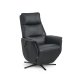 Nicolai hvilestol, 3 motorer, armlener, vippefunksjon, fotskammel - svart semianilinskinn, metall