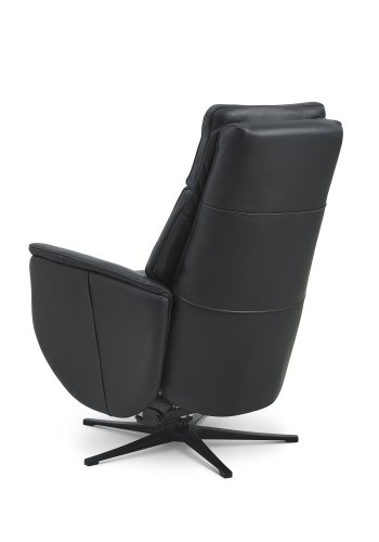 Nicolai hvilestol, 3 motorer, armlener, vippefunksjon, fotskammel - svart semianilinskinn, metall