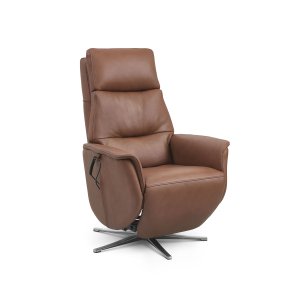 Nicolai vilstol, 3 motorer, armstöd, tiltfunktion, fotpall - konjak semianilinläder, metall