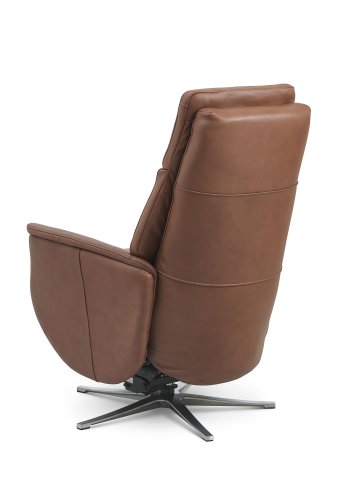 Nicolai hvilestol, 3 motorer, armlener, vippefunksjon, fotskammel - konjakk semianilinskinn, metall