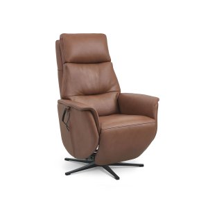 Nicolai vilstol, 3 motorer, armstöd, tiltfunktion, fotpall - konjak semianilinläder, metall