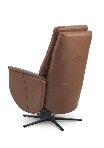Nicolai hvilestol, 3 motorer, armlener, vippefunksjon, fotskammel - konjakk semianilinskinn, metall