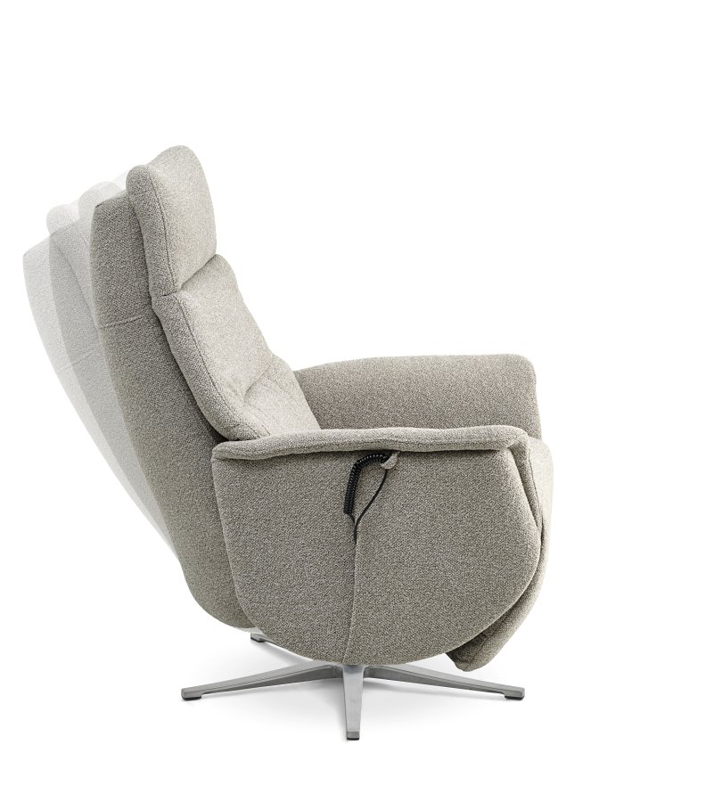 Nicolai hvilestol, m. 3 motorer, armlener, vippefunksjon, fotskammel - soppstoff og slvmetall