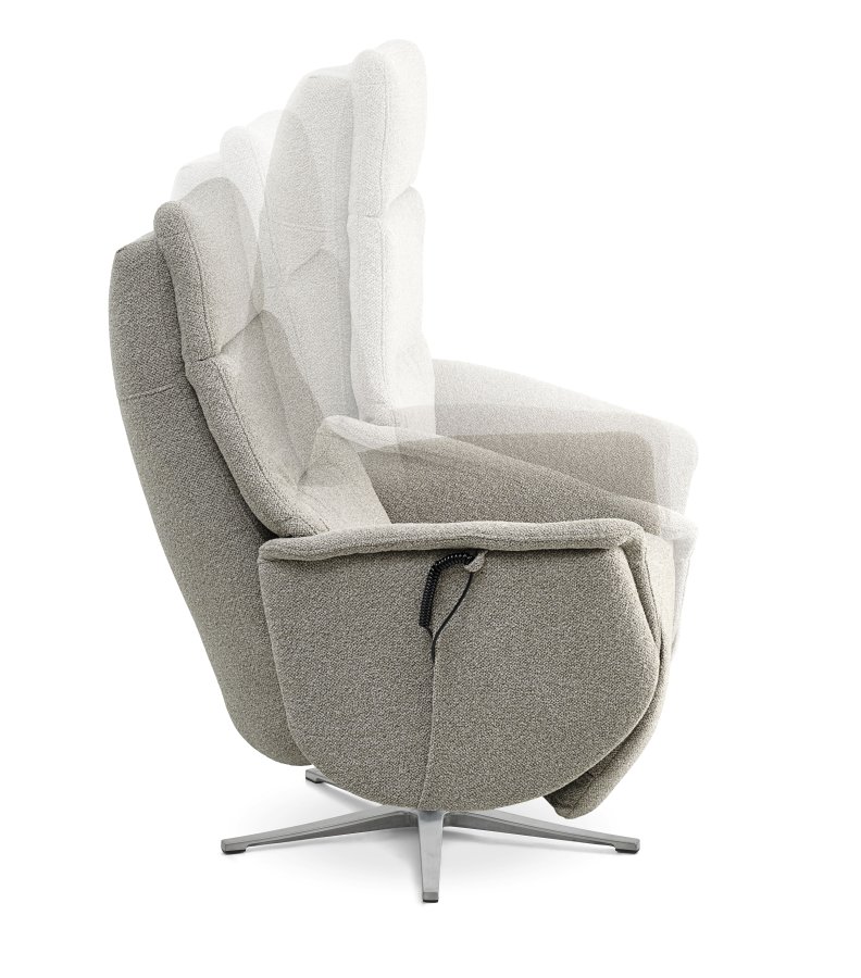 Nicolai hvilestol, m. 3 motorer, armlener, vippefunksjon, fotskammel - soppstoff og slvmetall