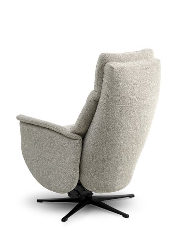 Nicolai hvilestol, m. 3 motorer, armlener, vippefunksjon, fotskammel - soppstoff og sort metall