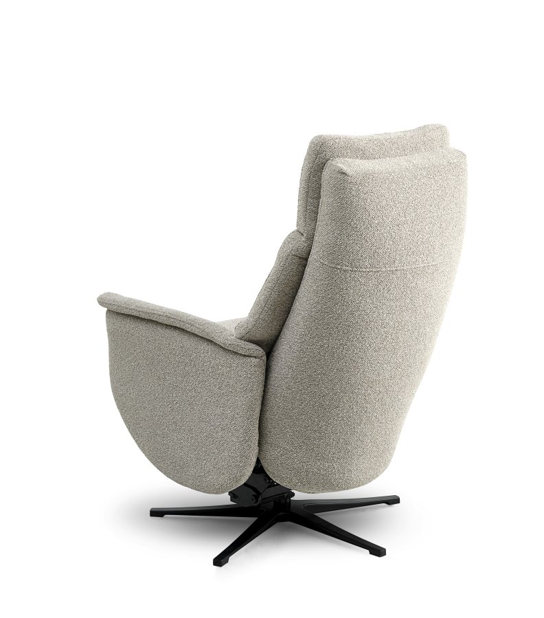 Nicolai hvilestol, m. 3 motorer, armlener, vippefunksjon, fotskammel - soppstoff og sort metall