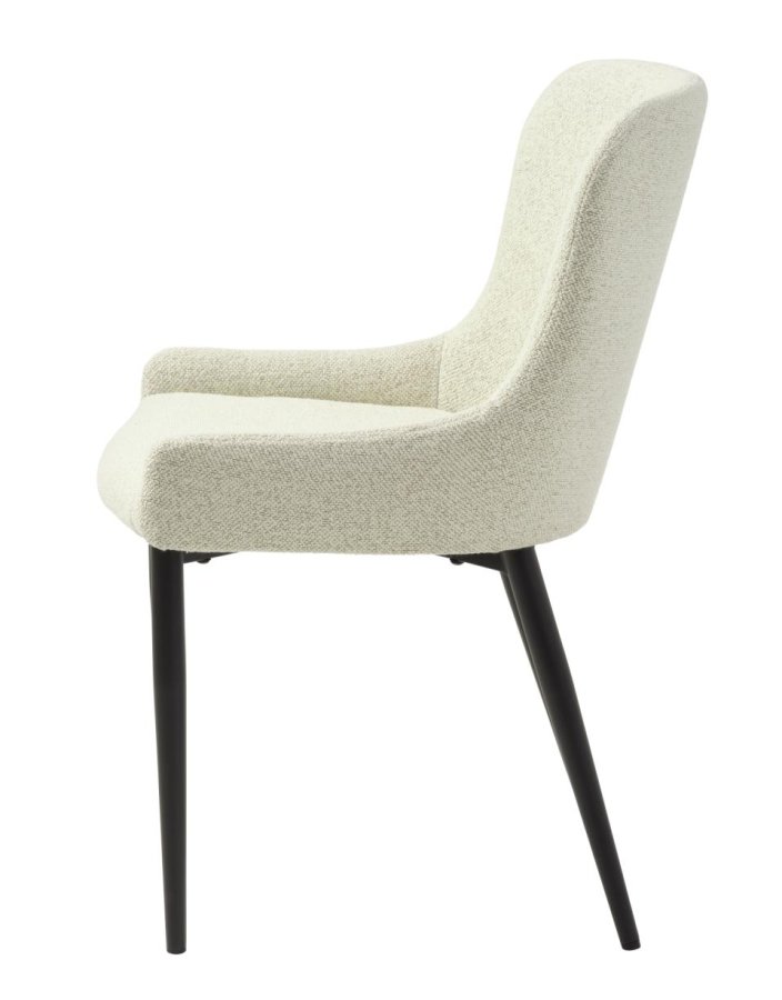 Ontario spisestuestol - off-white bouclé og svart metall