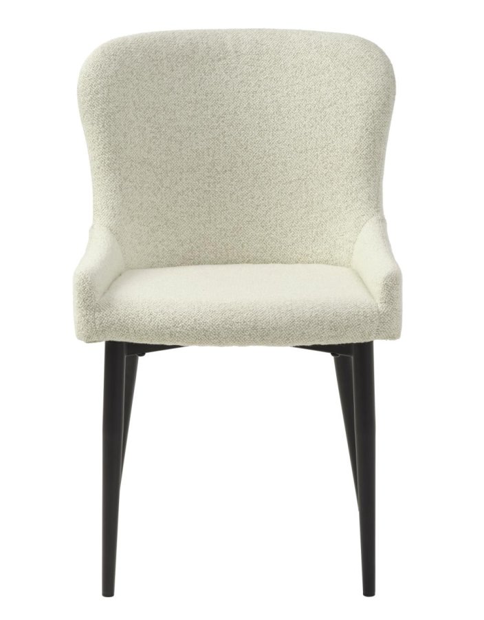 Ontario spisestuestol - off-white bouclé og svart metall