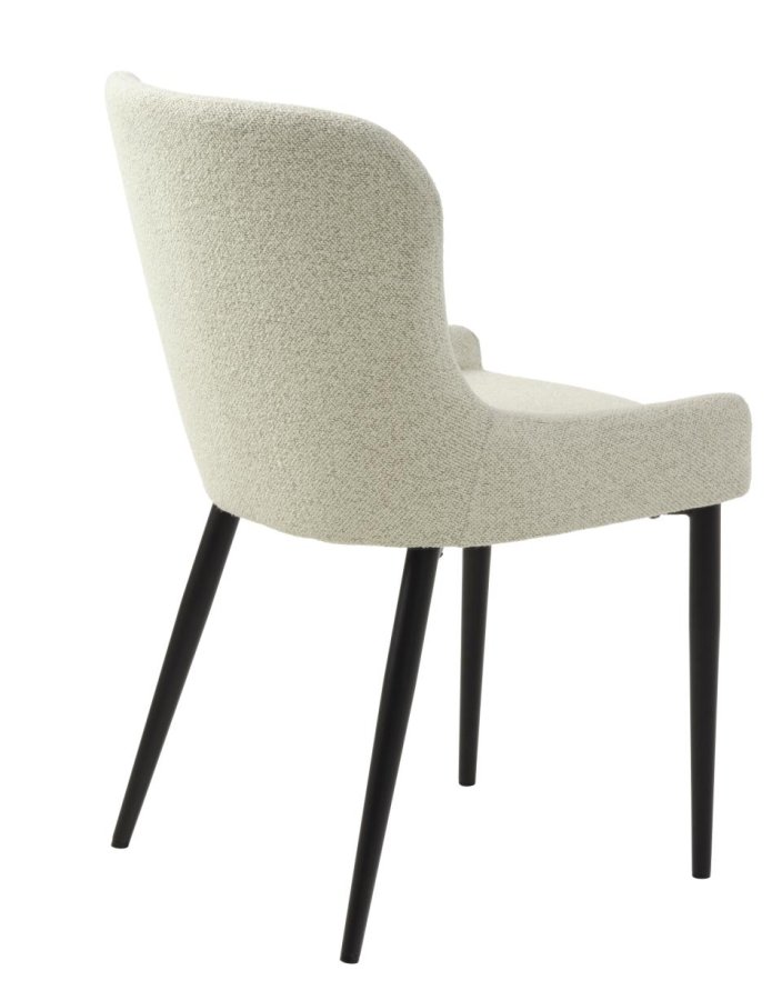 Ontario spisestuestol - off-white bouclé og svart metall