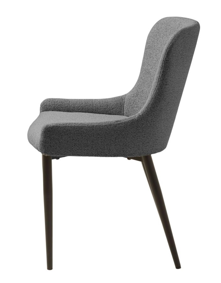 Ontario spisebord stol - dyp gr bouclé og svart metall