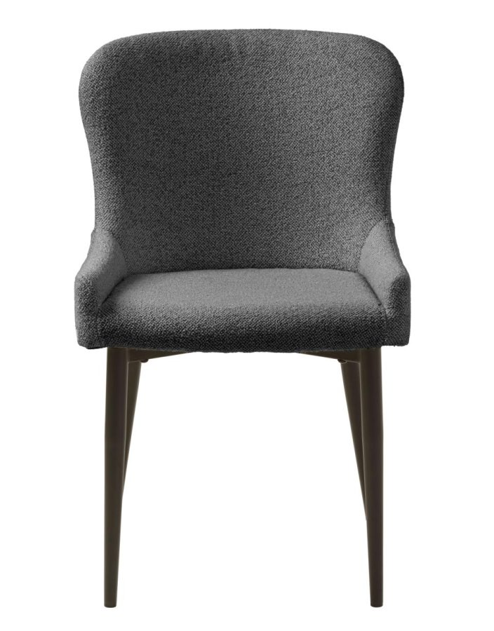 Ontario spisebord stol - dyp gr bouclé og svart metall