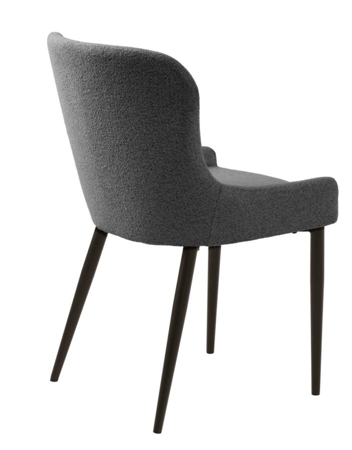Ontario spisebord stol - dyp gr bouclé og svart metall