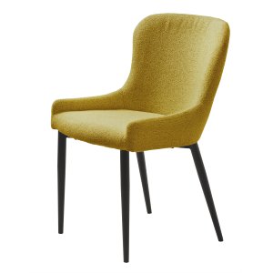 Ontario spisebordsstol - sennep bouclé og sort metal