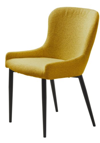 Ontario spisebord stol - sennep bouclé og svart metall