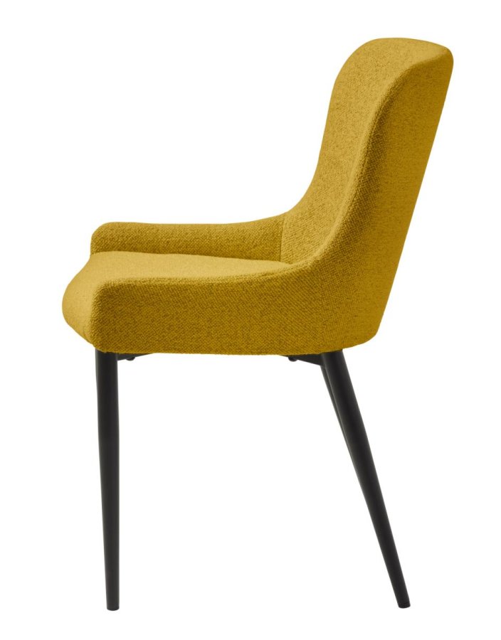 Ontario spisebord stol - sennep bouclé og svart metall