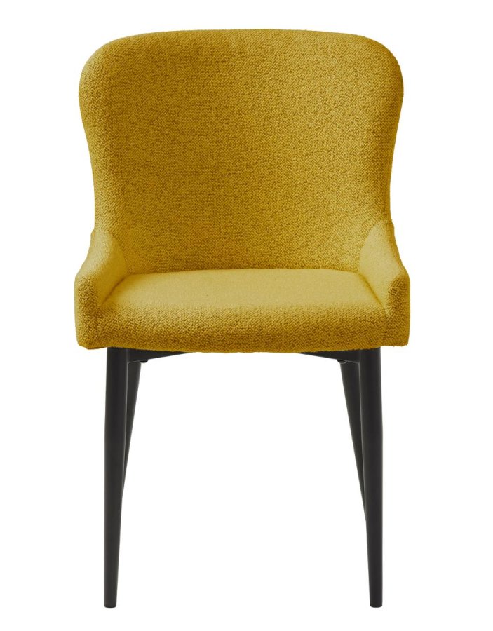 Ontario spisebord stol - sennep bouclé og svart metall