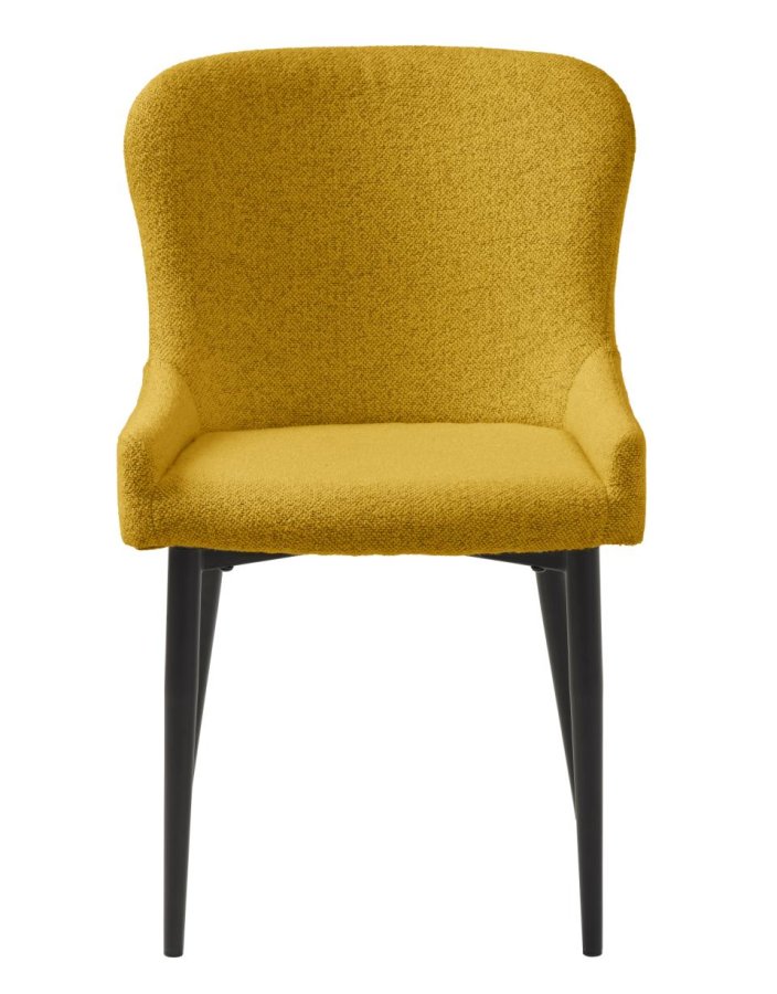 Ontario spisebord stol - sennep bouclé og svart metall