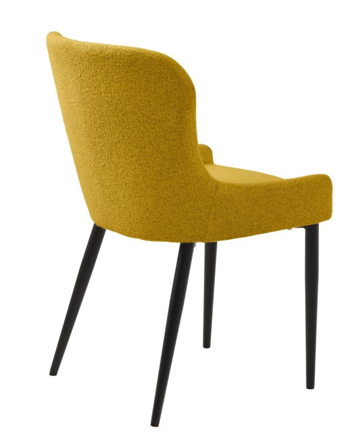 Ontario spisebord stol - sennep bouclé og svart metall