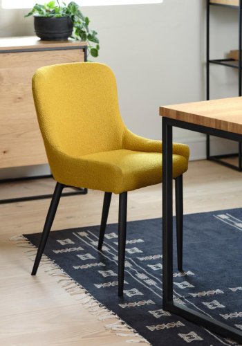 Ontario spisebord stol - sennep bouclé og svart metall