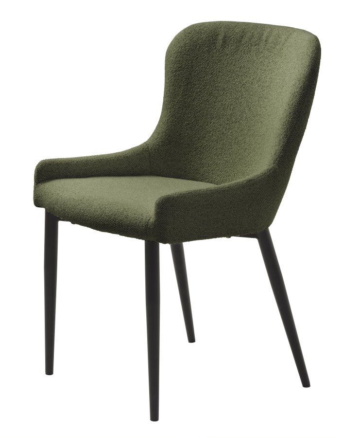 Ontario spisebordstol - skoggrnn bouclé og svart metall