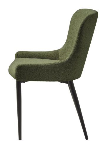 Ontario spisebordstol - skoggrnn bouclé og svart metall