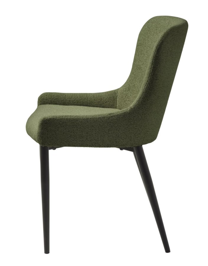 Ontario spisebordstol - skoggrnn bouclé og svart metall