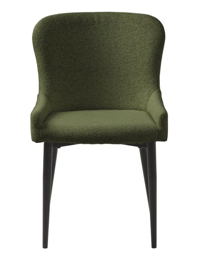 Ontario spisebordstol - skoggrnn bouclé og svart metall