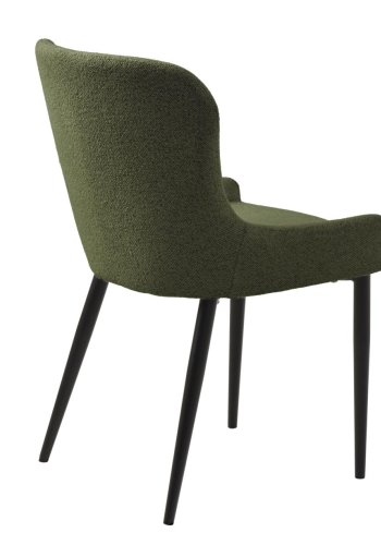 Ontario spisebordstol - skoggrnn bouclé og svart metall