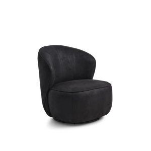 Theo snurrstol - onyx svart mikroläder tjur