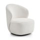 Theo Loungesessel mit Drehfu  elfenbeinfarbener Polyesterstoff und Metall