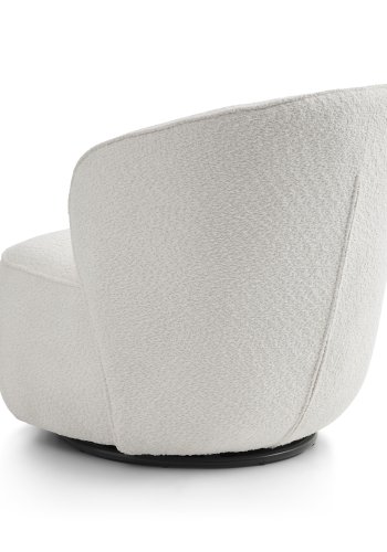 Theo Loungesessel mit Drehfu  elfenbeinfarbener Polyesterstoff und Metall