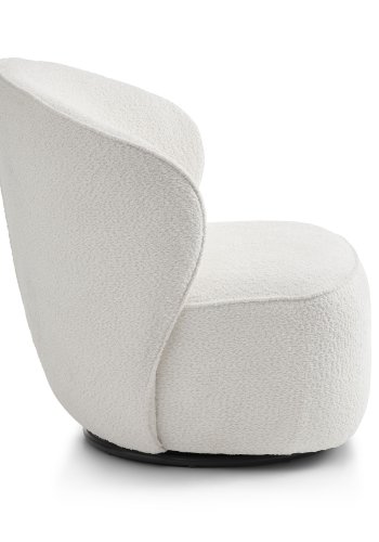 Theo Loungesessel mit Drehfu  elfenbeinfarbener Polyesterstoff und Metall