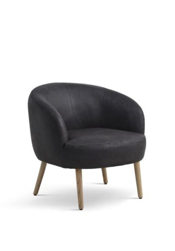 Conrad lenestol, med armlen - onyx svart mikroskinn i okseskinn og naturlig tre