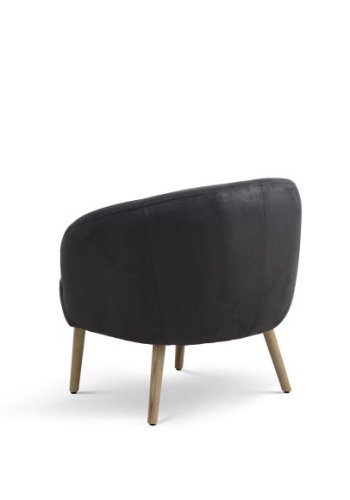 Conrad lenestol, med armlen - onyx svart mikroskinn i okseskinn og naturlig tre