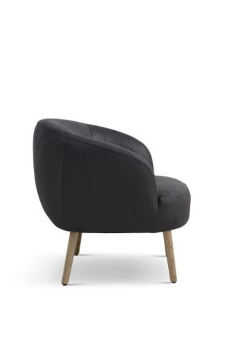 Conrad lenestol, med armlen - onyx svart mikroskinn i okseskinn og naturlig tre