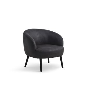 Conrad ftölj, med armstöd - onyx svart mikroläder tjur och svart trä